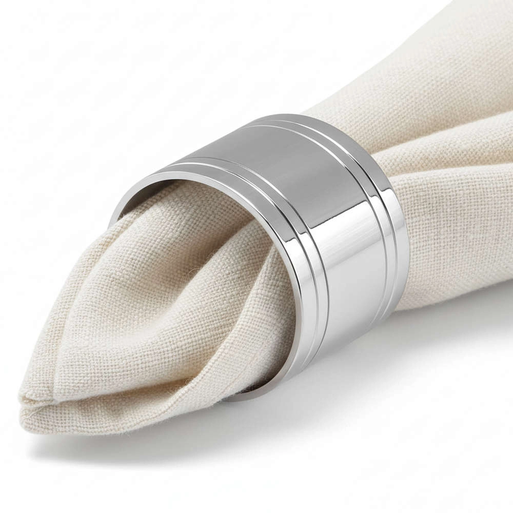 Argola de Guardanapo Redonda Silverlux Com Friso Argola de Guardanapo Redonda Silverlux Com Friso