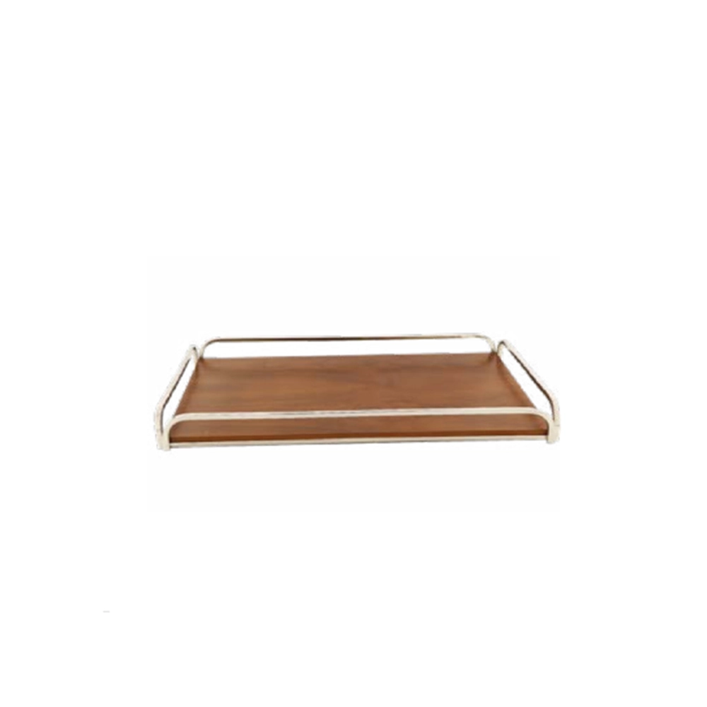 Bandeja Com Alça Orfèvrerie Royale Imbuia e Aço Inox 60 X 40 Cm Bandeja Com Alça Orfèvrerie Royale Imbuia e Aço Inox 60 X 40 Cm