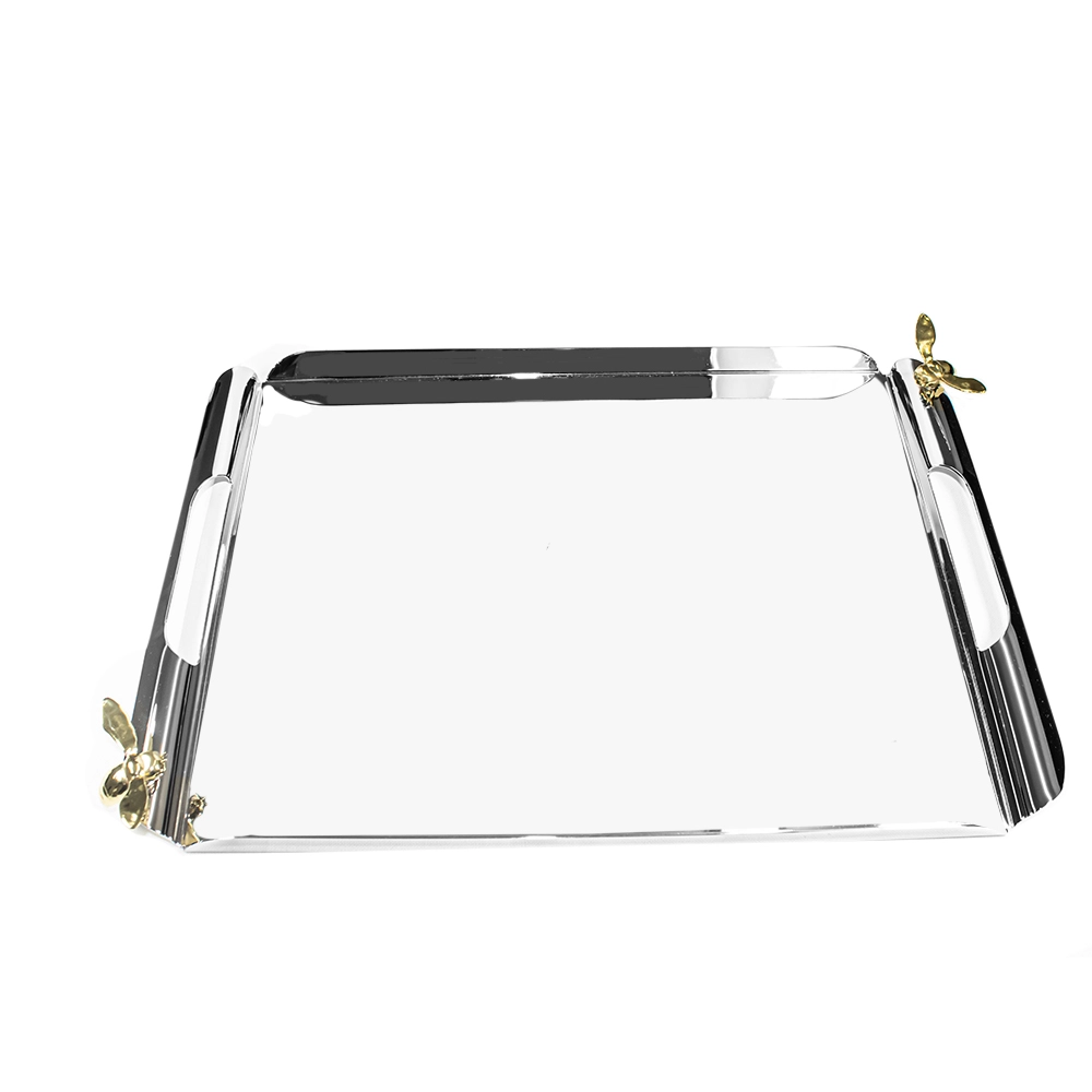 Bandeja Orfèvrerie Royale Era Uma Vez 2 Abelhas Aço Inox 40 X 30 Cm