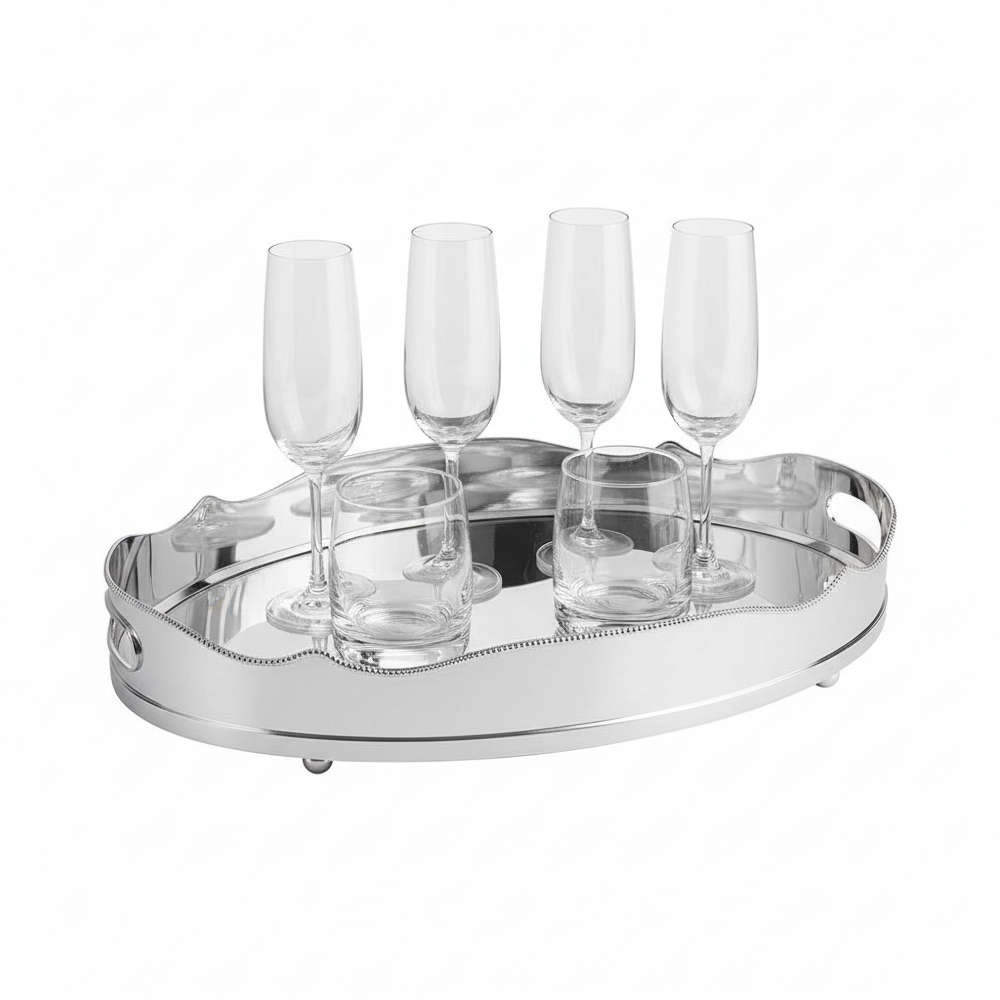 Bandeja Oval Espelho Silverlux Louise