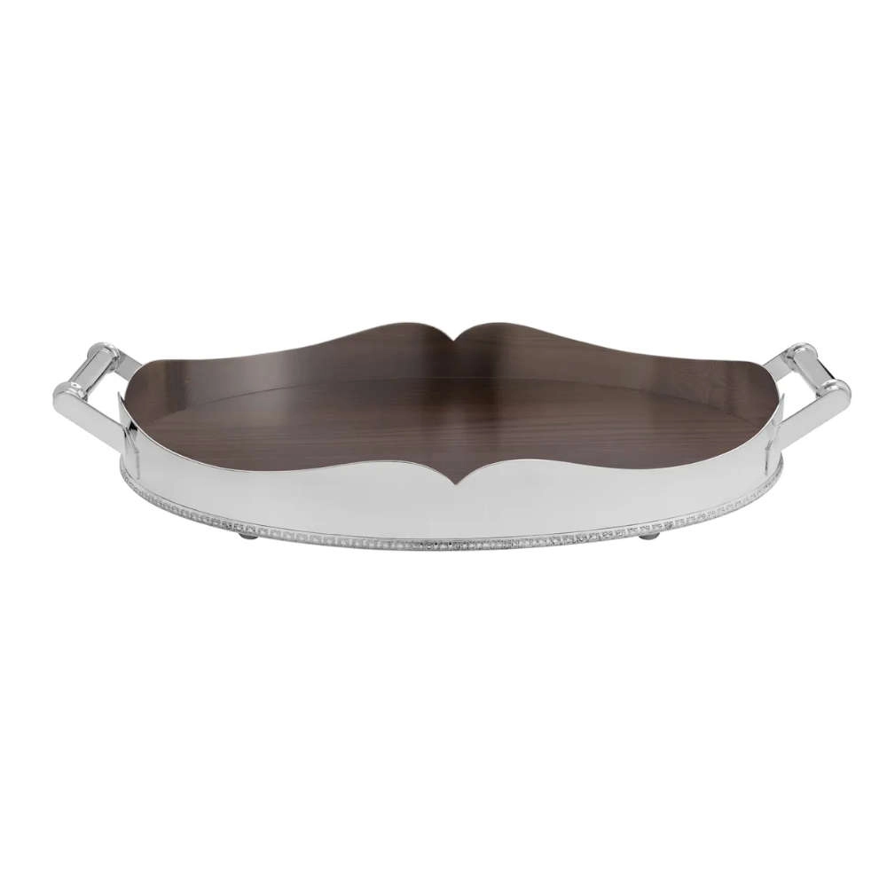 Bandeja St James Coracao Com Cordao Palha e Fundo de Madeira