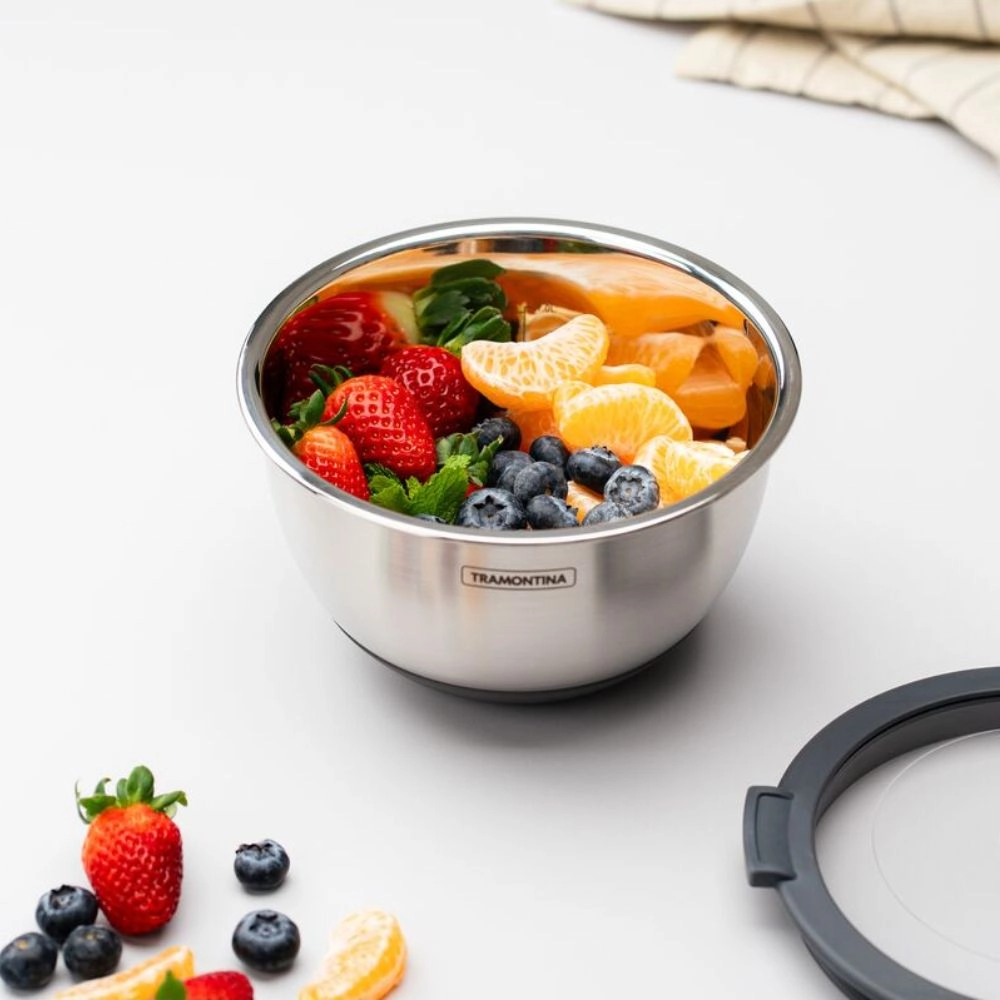 Bowl Aco Inox C/tampa Silicone - Cucina