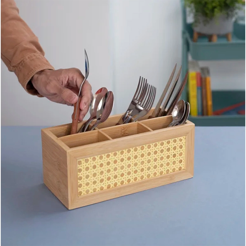 Caixa Organizadora 6 Divisórias Palhinha Oikos Bambu 12 X 10,5 X 25 Cm Caixa Organizadora 6 Divisórias Palhinha Oikos Bambu 12 X 10,5 X 25 Cm