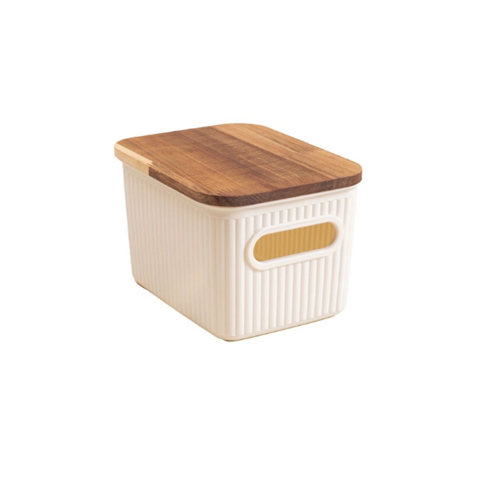 Caixa Organizadora Canelada Com Tampa de Acácia Oikos 1,5 Litros Caixa Organizadora Canelada Com Tampa de Acácia Oikos 1,5 Litros