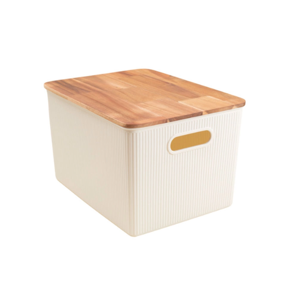 Caixa Organizadora Canelada Com Tampa de Acácia Oikos 23 Litros Caixa Organizadora Canelada Com Tampa de Acácia Oikos 23 Litros