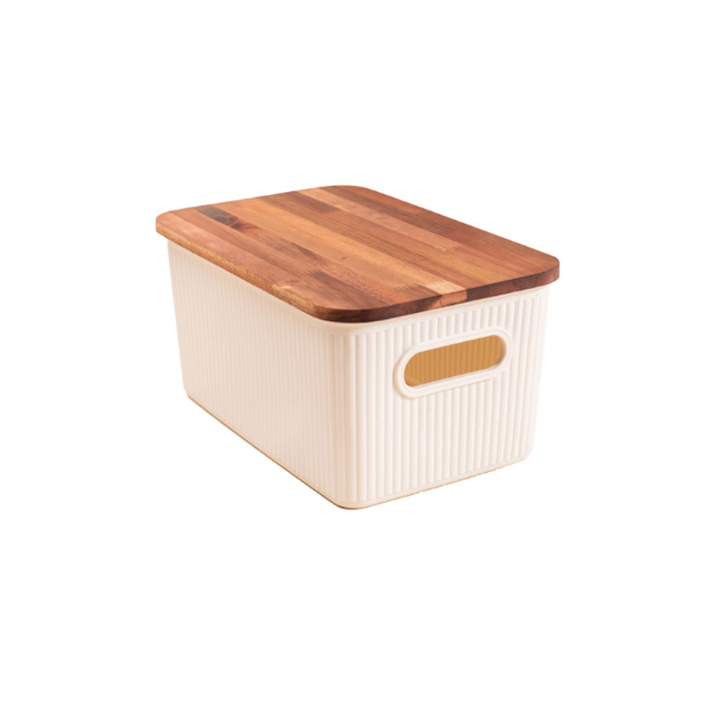 Caixa Organizadora Canelada Com Tampa de Acácia Oikos 6 Litros Caixa Organizadora Canelada Com Tampa de Acácia Oikos 6 Litros