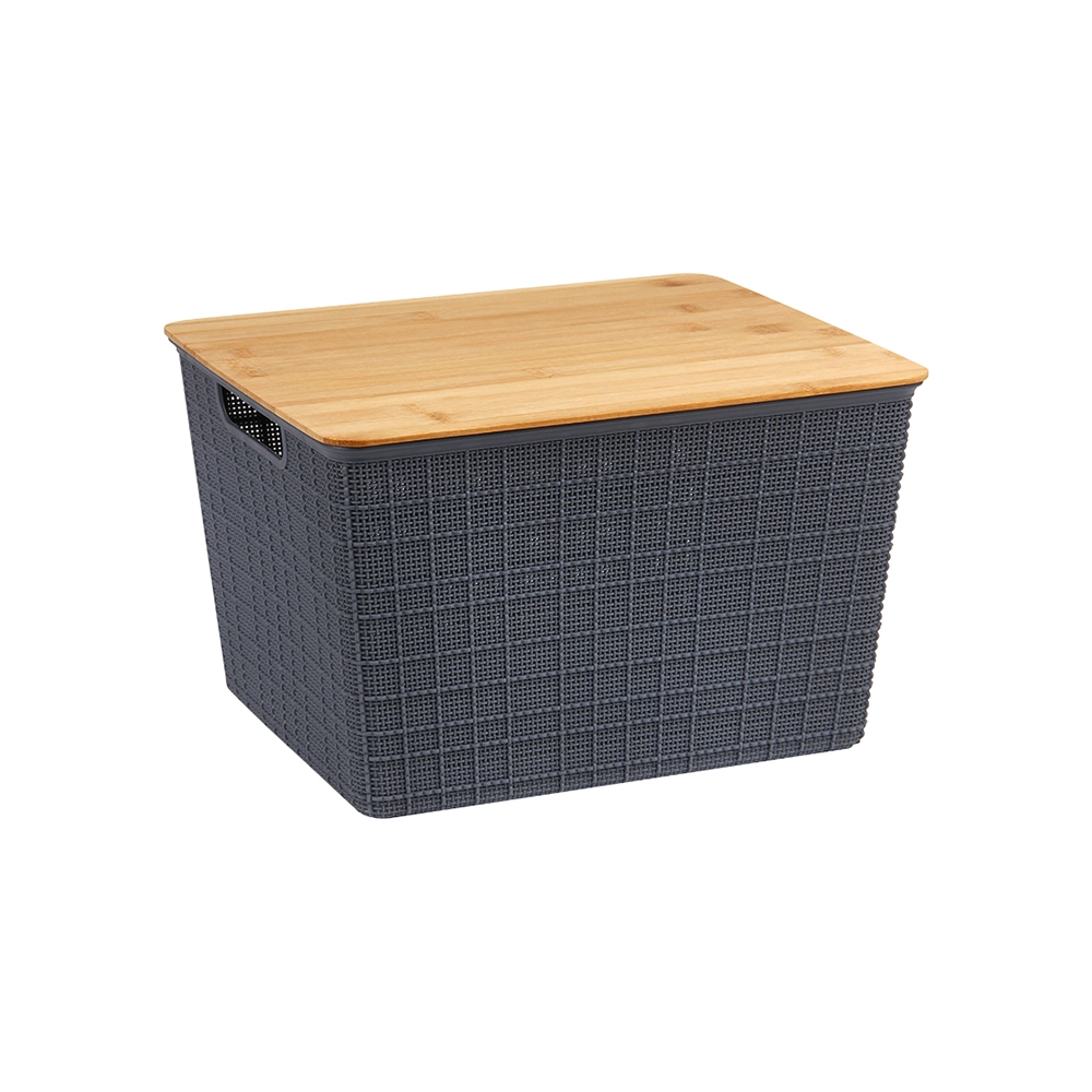 Caixa Organizadora Com Tampa de Bambu Oikos 18 Litros Caixa Organizadora Com Tampa de Bambu Oikos 18 Litros