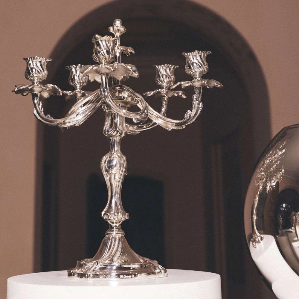 Candelabro 5 Velas Christofle Trianon 50 Cm Candelabro 5 Velas Christofle Trianon 50 Cm