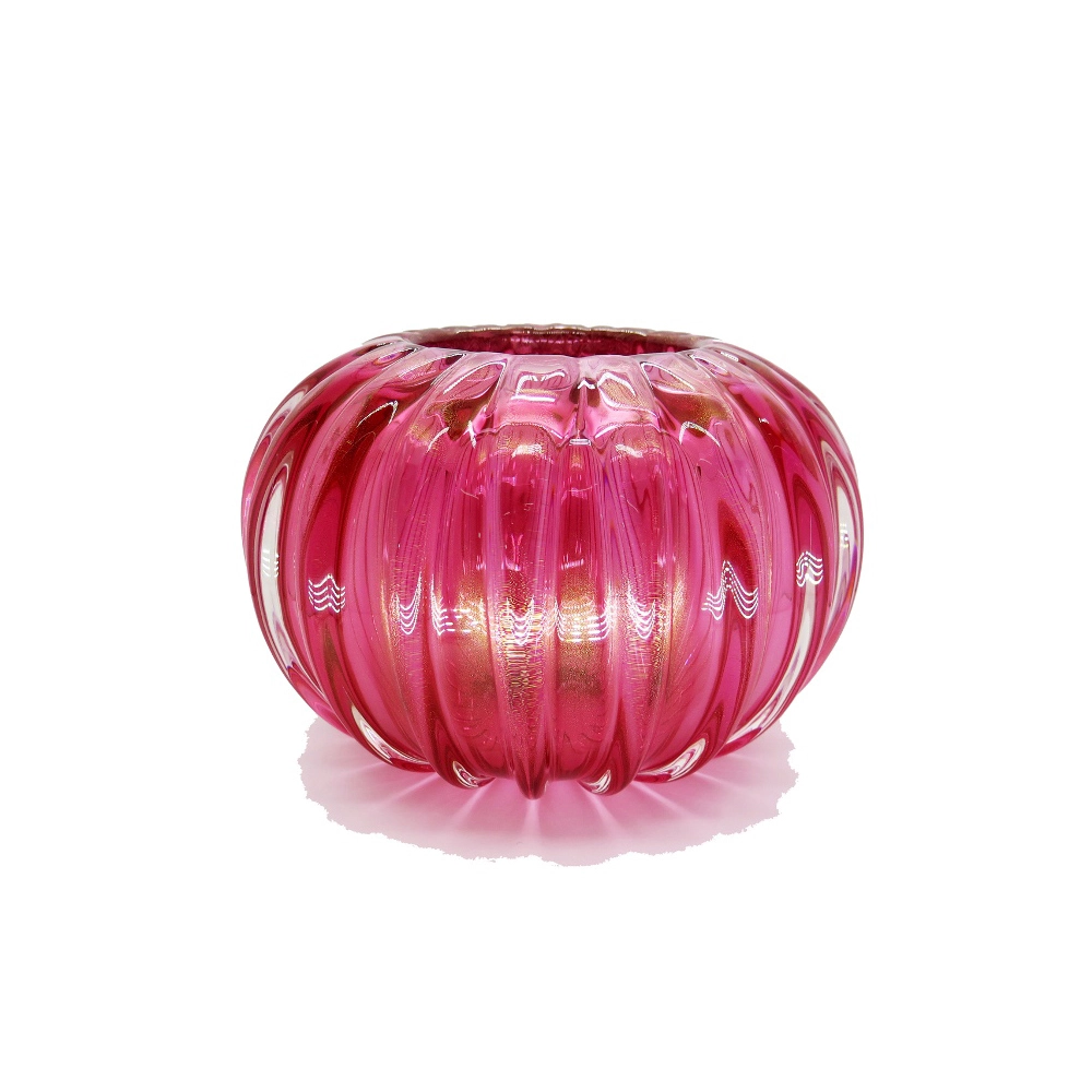 Centro de Mesa Cristais Di Murano Rosa Pink Com Ouro Centro de Mesa Cristais Di Murano Rosa Pink Com Ouro