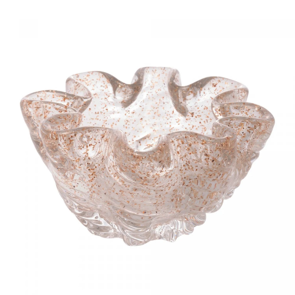 Centro de Mesa de Vidro Italy Transparente e Dourado 15,5cm X 15,5cm X 9cm - Wolff