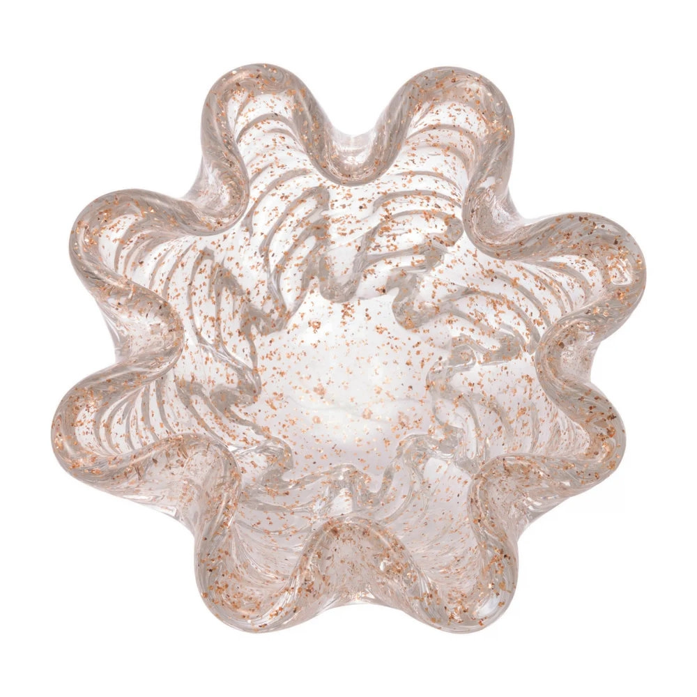 Centro de Mesa de Vidro Italy Transparente e Dourado 15,5cm X 15,5cm X 9cm - Wolff