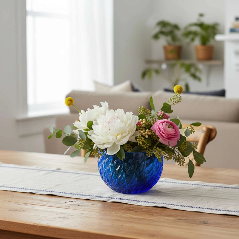 Centro de Mesa Di Murano Azul Escuro Com Ouro Centro de Mesa Di Murano Azul Escuro Com Ouro