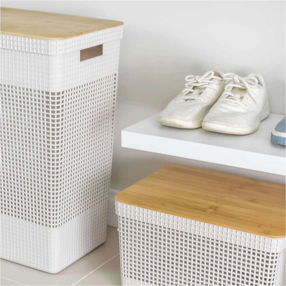 Cesto de Roupas Com Tampa Ou Grid Bege 49 Litros Cesto de Roupas Com Tampa Ou Grid Bege 49 Litros