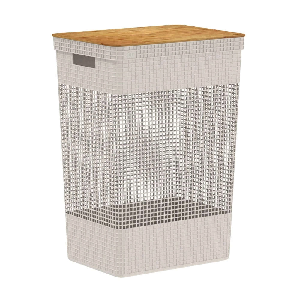 Cesto de Roupas Com Tampa Ou Grid Bege 49 Litros Cesto de Roupas Com Tampa Ou Grid Bege 49 Litros