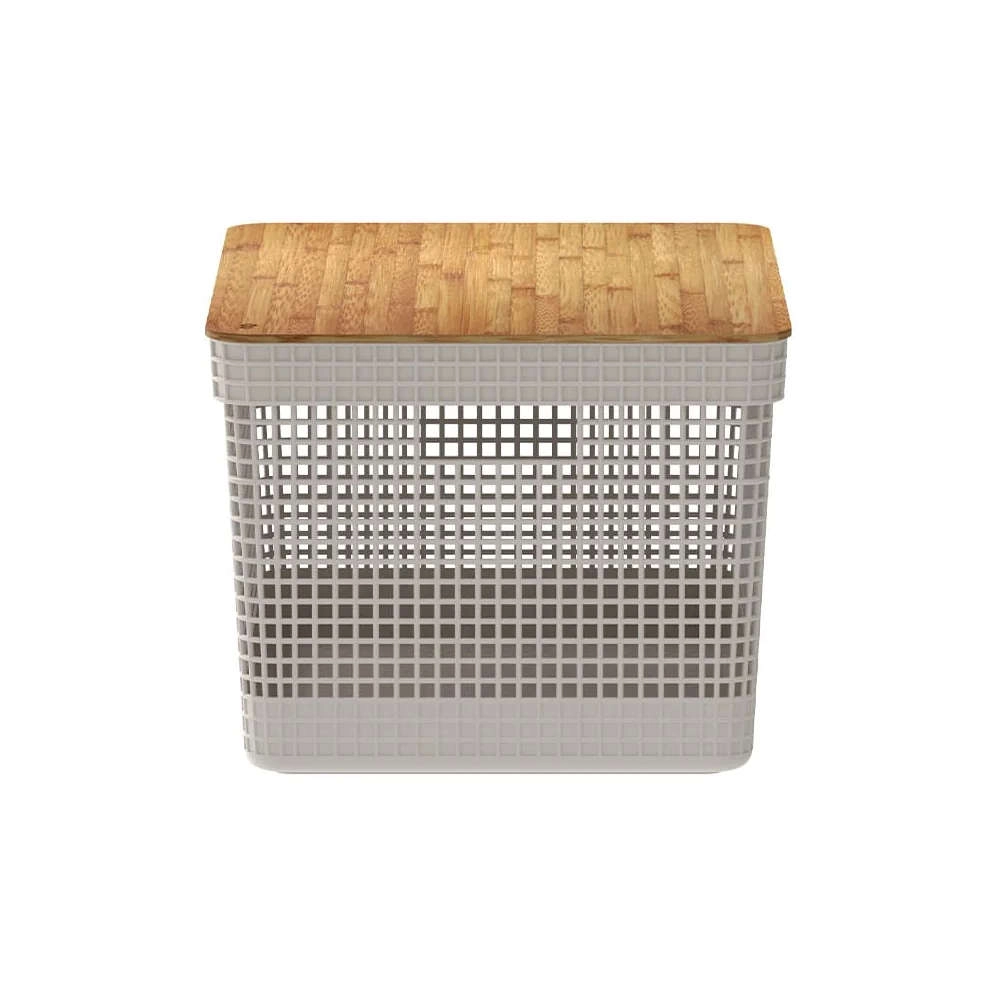 Cesto Organizador Com Tampa Ou Grid Bege 20 Litros Cesto Organizador Com Tampa Ou Grid Bege 20 Litros