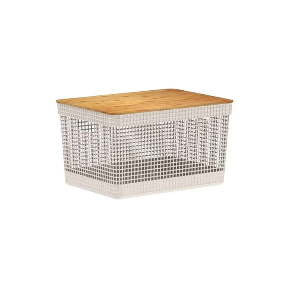 Cesto Organizador Com Tampa Ou Grid Bege 20 Litros Cesto Organizador Com Tampa Ou Grid Bege 20 Litros