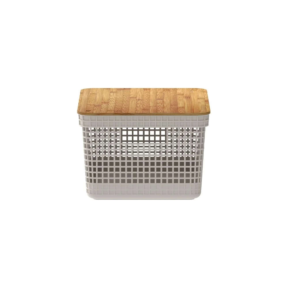 Cesto Organizador Com Tampa Ou Grid Bege 8 Litros