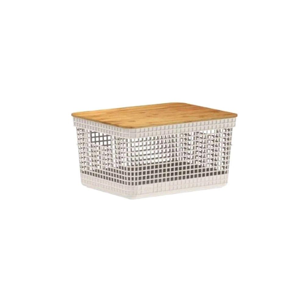 Cesto Organizador Com Tampa Ou Grid Bege 8 Litros Cesto Organizador Com Tampa Ou Grid Bege 8 Litros