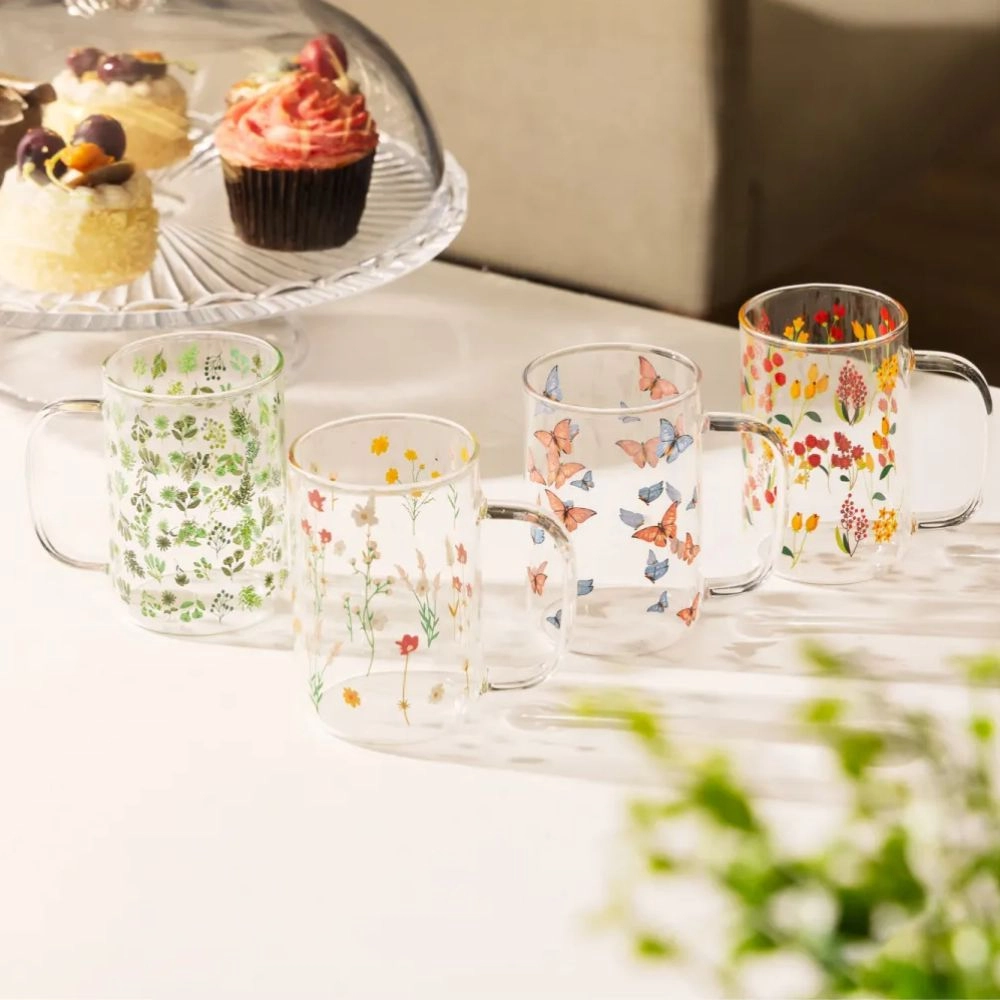 Conjunto 2 Canecas de Vidro Borossilicato Bouquet 280ml - Wolff