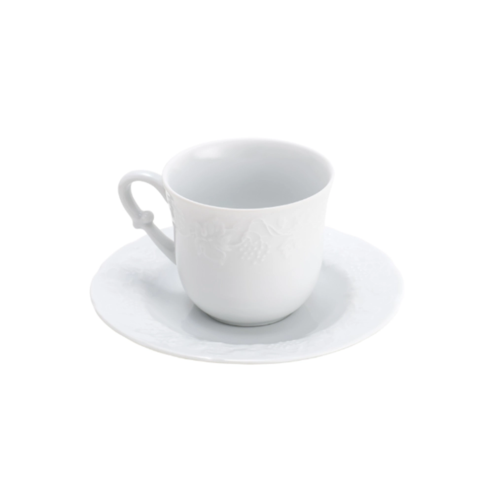 Conjunto 6 Xicaras de Cafe de Porcelana Limoges Com Pires Vendange 100ml - Wolff Conjunto 6 Xicaras de Cafe de Porcelana Limoges Com Pires Vendange 100ml - Wolff