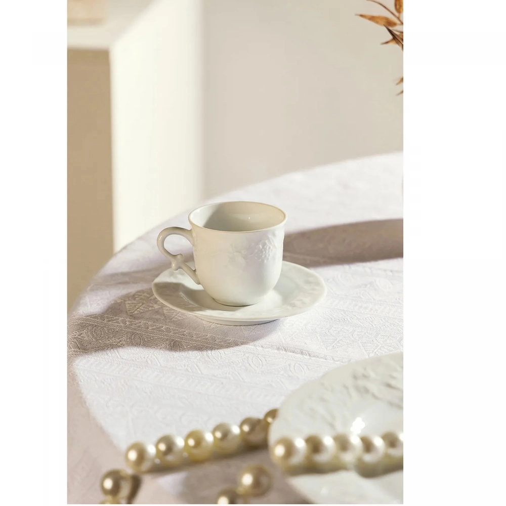 Conjunto 6 Xicaras de Cafe de Porcelana Limoges Com Pires Vendange 100ml - Wolff