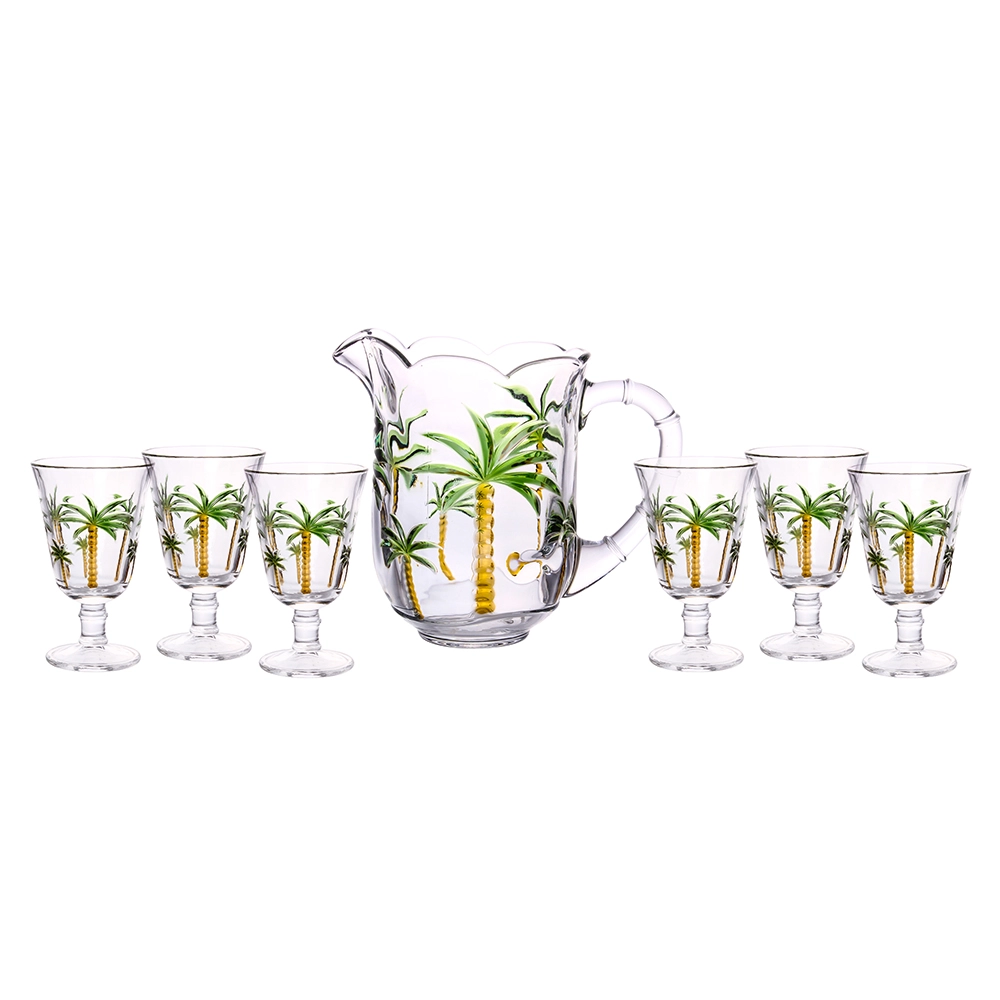 Conjunto de Jarra e Copos Lyor Palm Hand Painting - 7 Peças