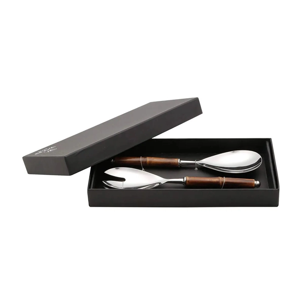 Conjunto de Talheres Para Salada Wolff Bamboo Escuro - 2 Pecas