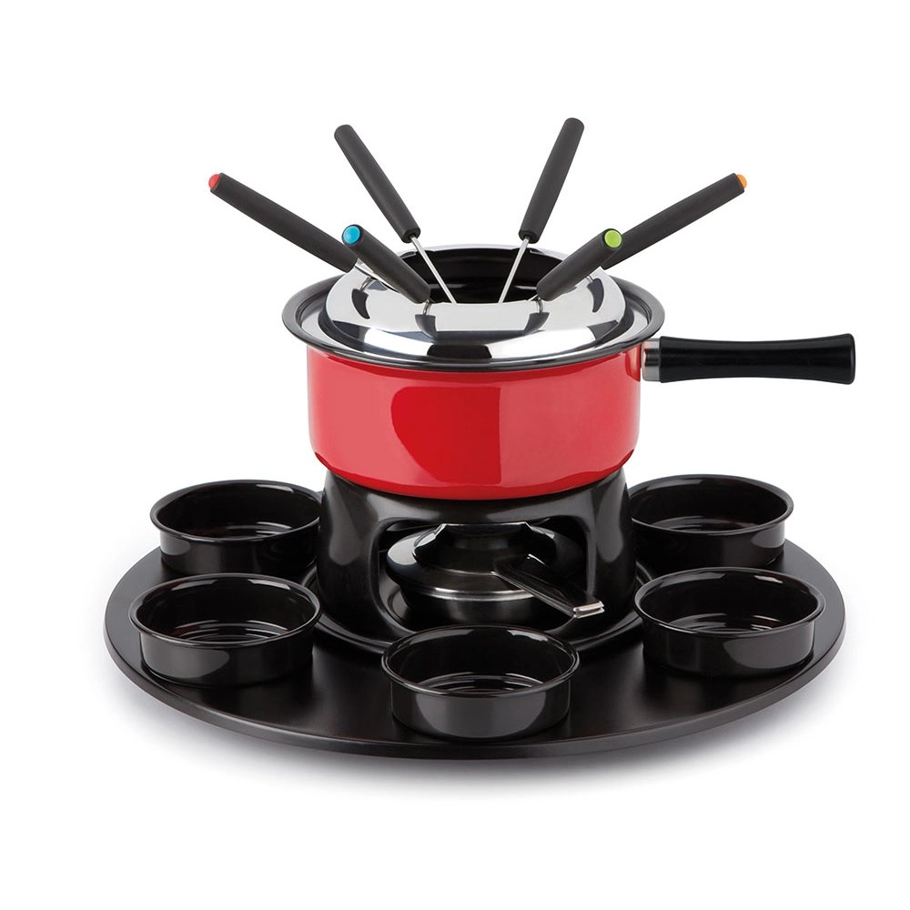 Conjunto Para Fondue Forma Inox Firenze Carroussel Vermelho 18 Pecas
