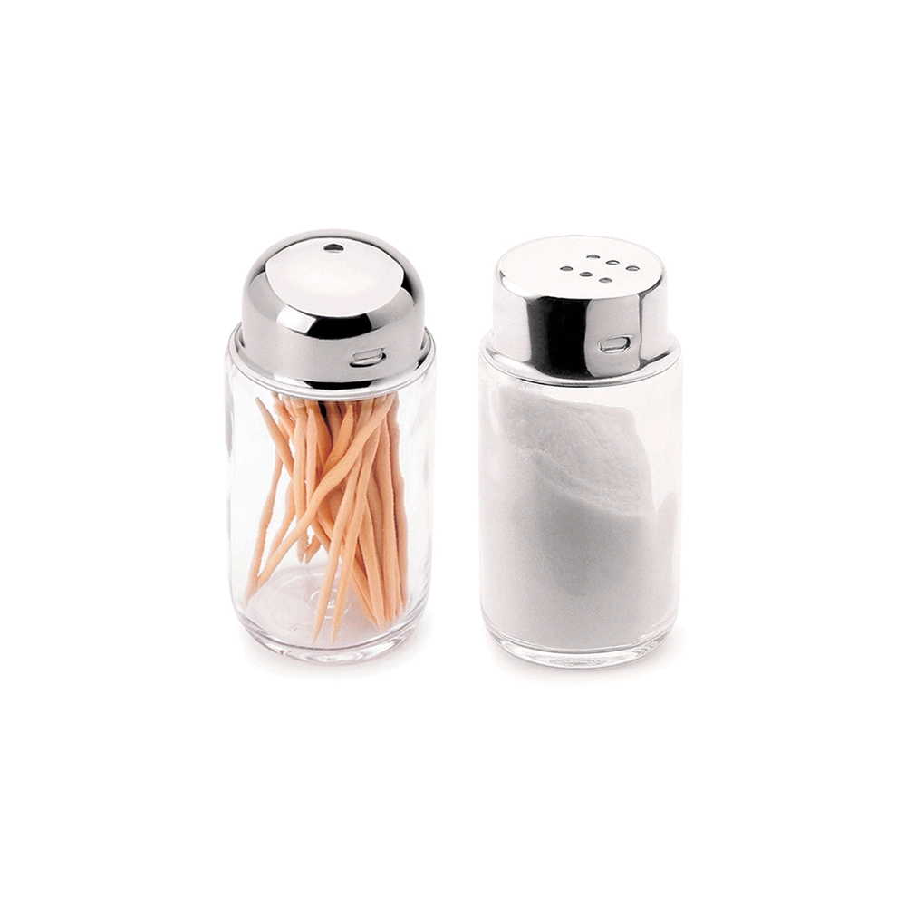 Conjunto Saleiro e Pimenteiro Forma Inox 100 Ml - 2 Peças Conjunto Saleiro e Pimenteiro Forma Inox 100 Ml - 2 Peças