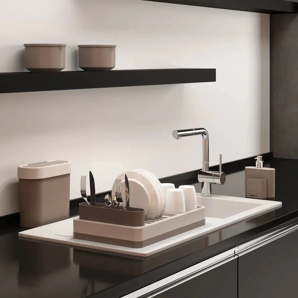 Escorredor de Loucas Coza Flat Cinza 42 X 26 X 10 Cm Escorredor de Loucas Coza Flat Cinza 42 X 26 X 10 Cm