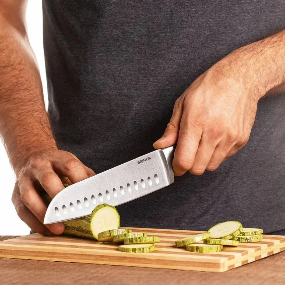 Faca Santoku Para Fatiar e Picar Brinox Infinity 31,4 Cm