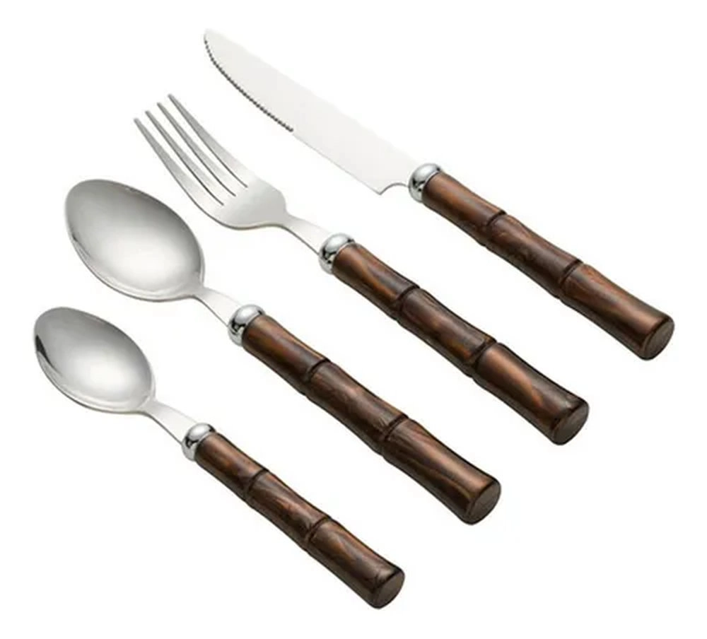 Faqueiro Lyor Bamboo Marrom - 24 Pecas Faqueiro Lyor Bamboo Marrom - 24 Pecas