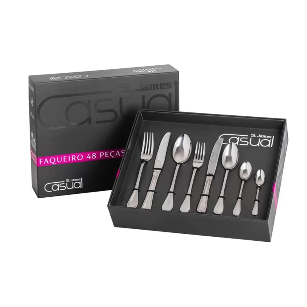Faqueiro St James New Breeze Aco Inox 48 Pecas Faqueiro St James New Breeze Aco Inox 48 Pecas