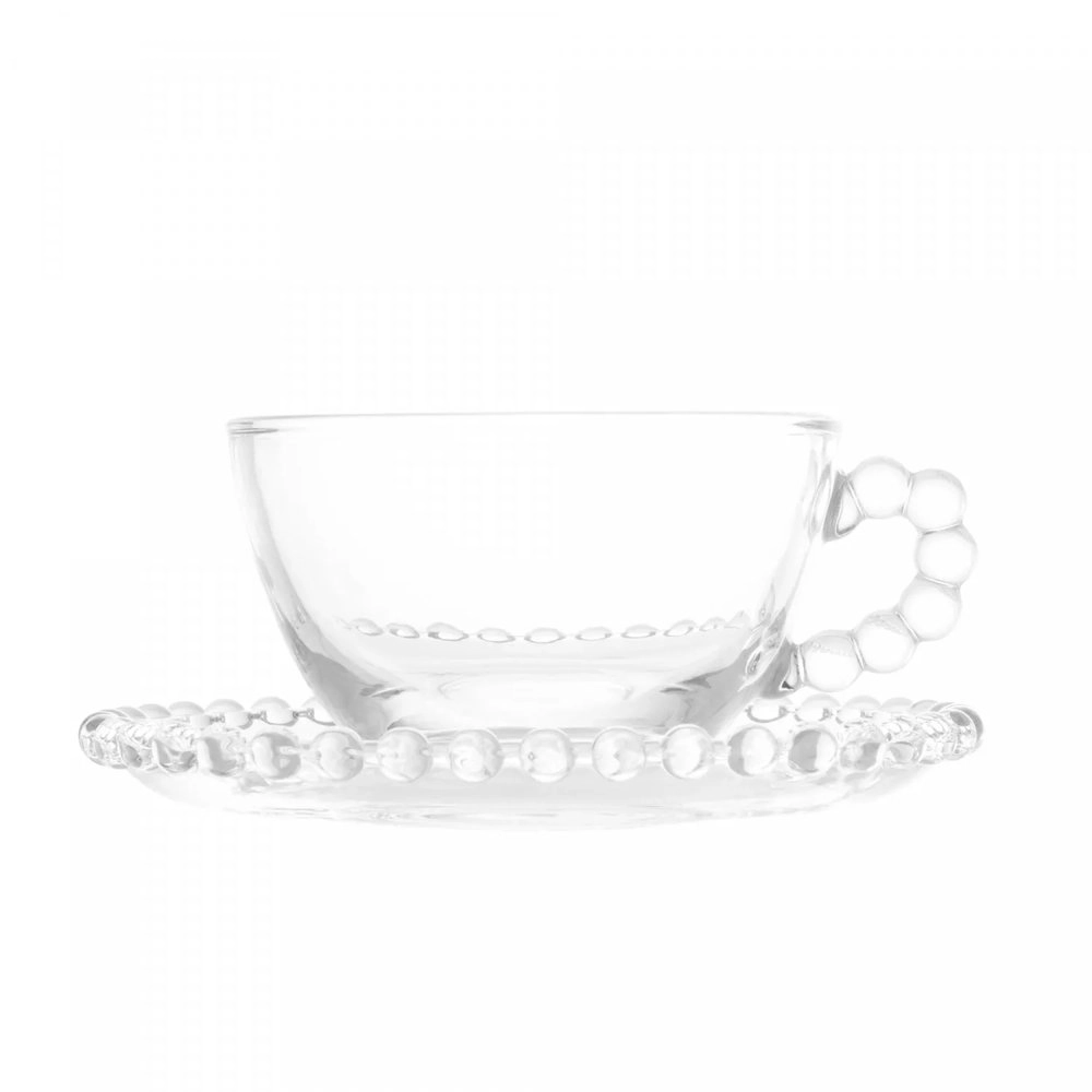 Jg C/ 4 Xicaras Cha C/ Pires Pearl 200ml Jg C/ 4 Xicaras Cha C/ Pires Pearl 200ml