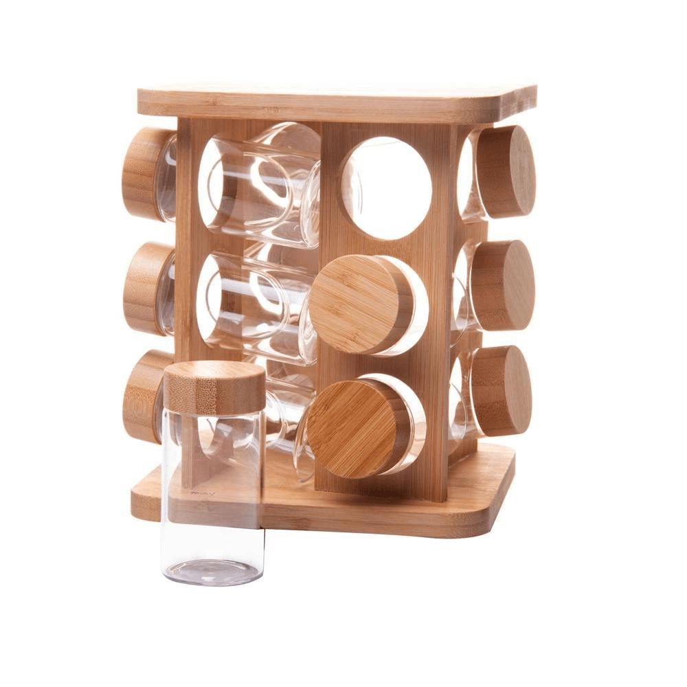 Jogo 12 Potes Com Tampa Hermetica e Rack Giratorio Jogo 12 Potes Com Tampa Hermetica e Rack Giratorio