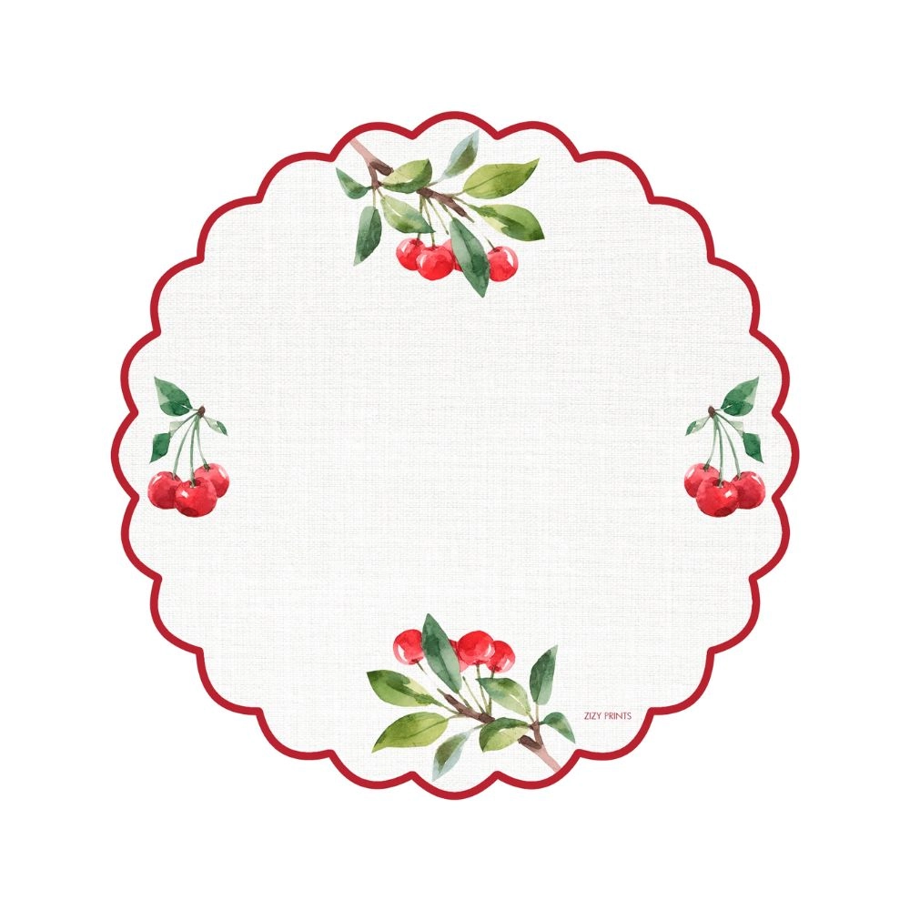 Jogo C/ 12 Lugares Americanos Cerejas -zizy Prints Jogo C/ 12 Lugares Americanos Cerejas -zizy Prints