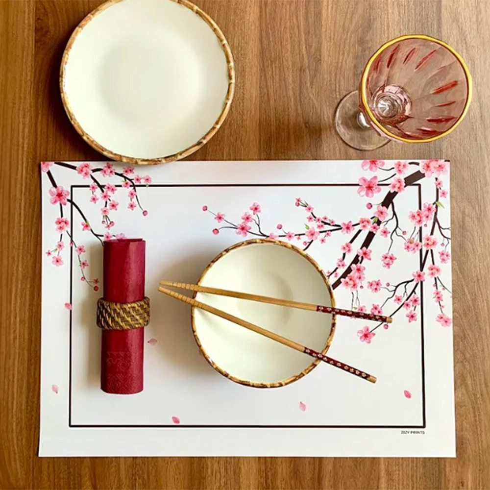 Jogo C/ 12 Lugares Americanos Cherry Blossom - Zizy Prints Jogo C/ 12 Lugares Americanos Cherry Blossom - Zizy Prints