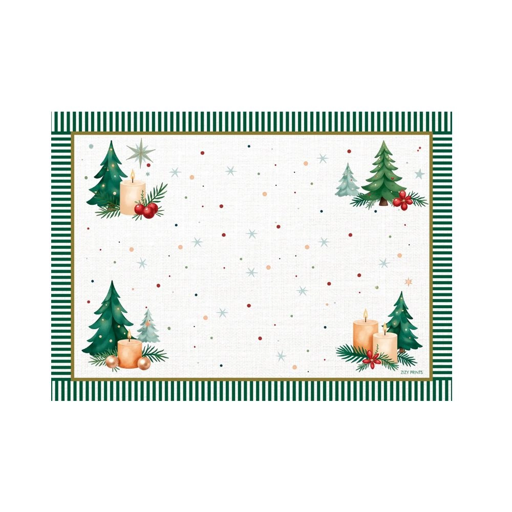 Jogo C/ 12 Lugares Americanos Natal Verde - Zizy Prints Jogo C/ 12 Lugares Americanos Natal Verde - Zizy Prints