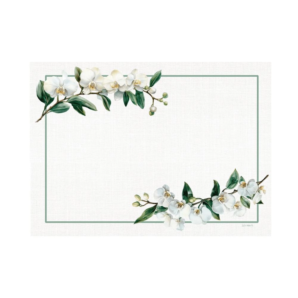 Jogo C/ 12 Lugares Americanos Orquidea Branca - Zizy Prints Jogo C/ 12 Lugares Americanos Orquidea Branca - Zizy Prints