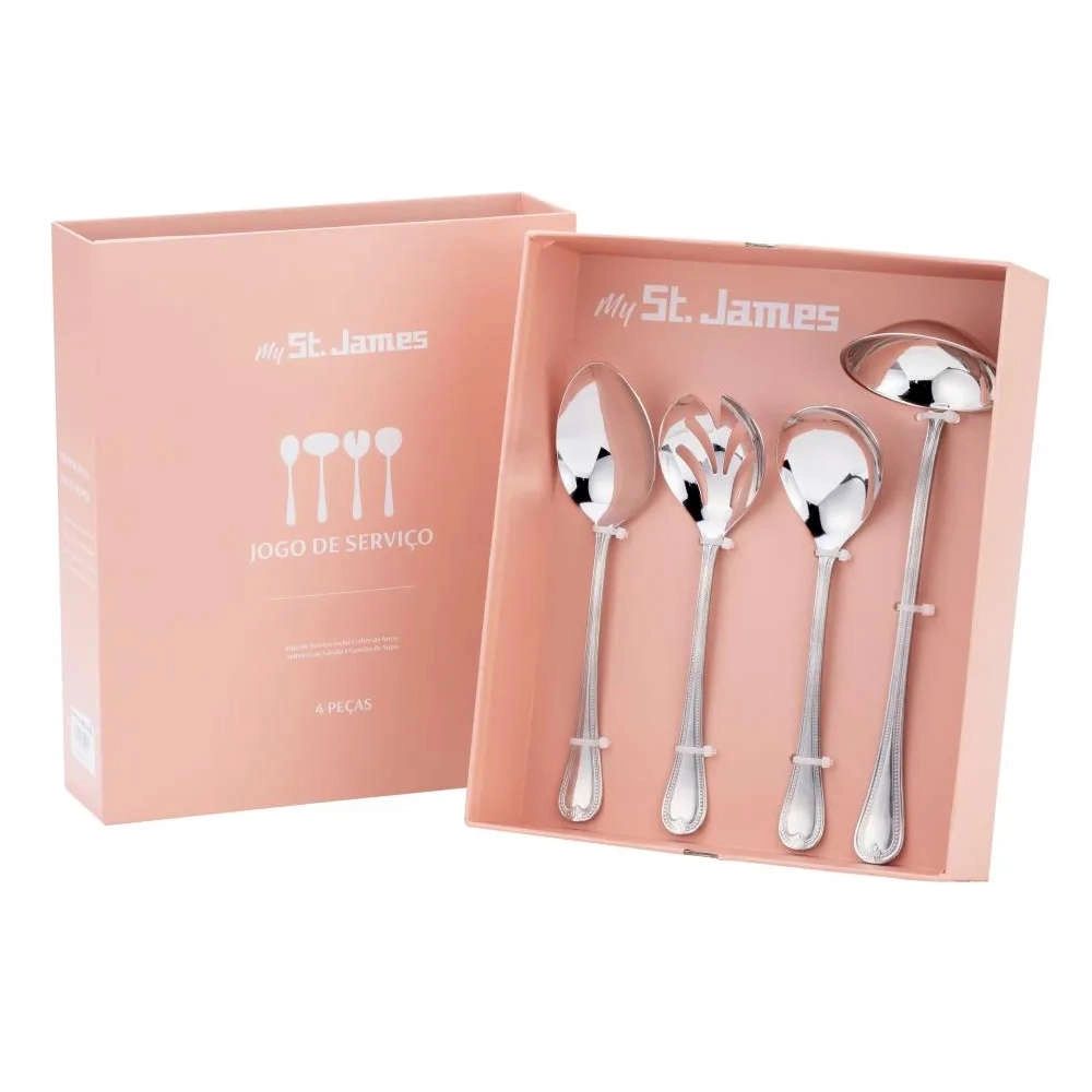 Jogo de Pecas Para Servir St James Belle Aco Inox 4 Pecas