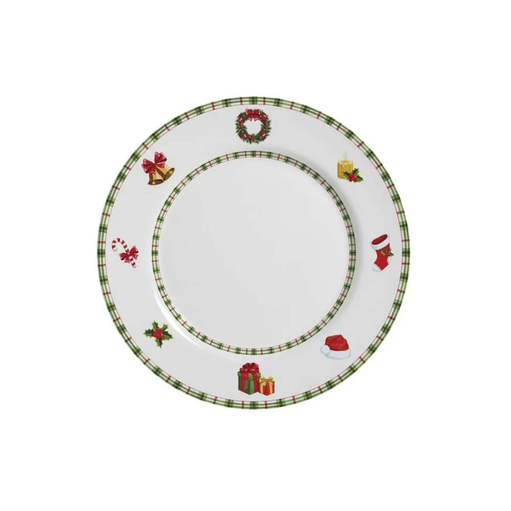 Jogo de Pratos de Sobremesa Jingle Bells Ceramica Alleanza