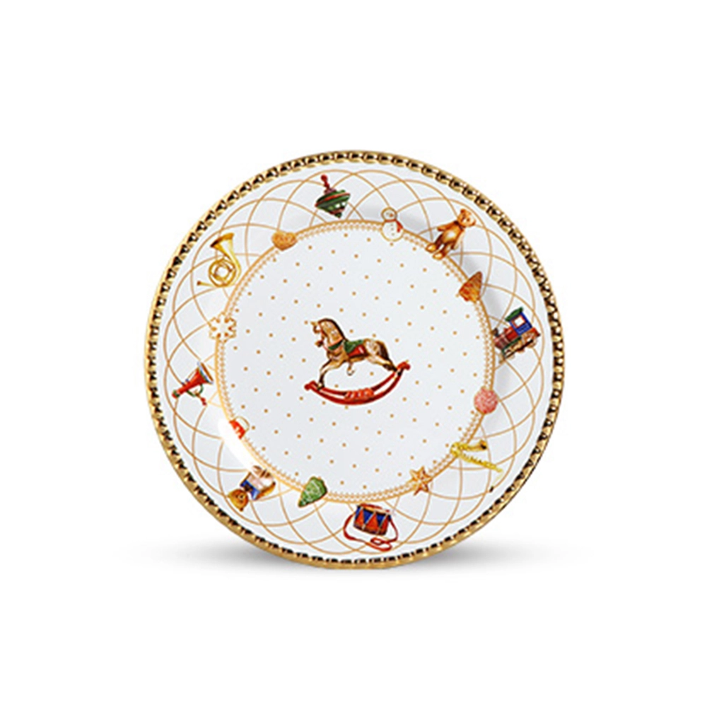 Jogo de Pratos Rasos Scalla Christmas Toys Com Ouro 28 Cm - 6 Peças Jogo de Pratos Rasos Scalla Christmas Toys Com Ouro 28 Cm - 6 Peças