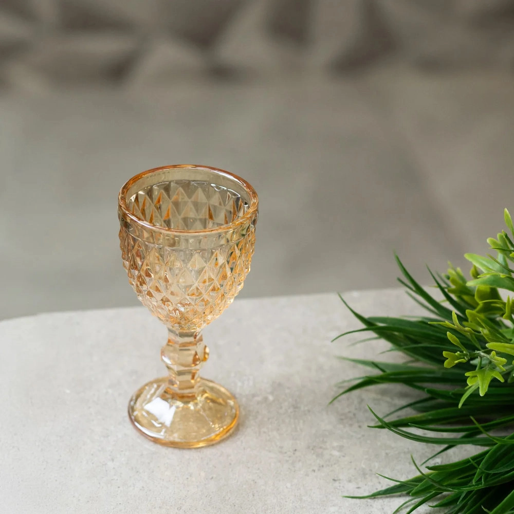 Tacas Para Agua Lyor Bico de Abacaxi Ambar Metalizado 260 Ml - 6 Pecas