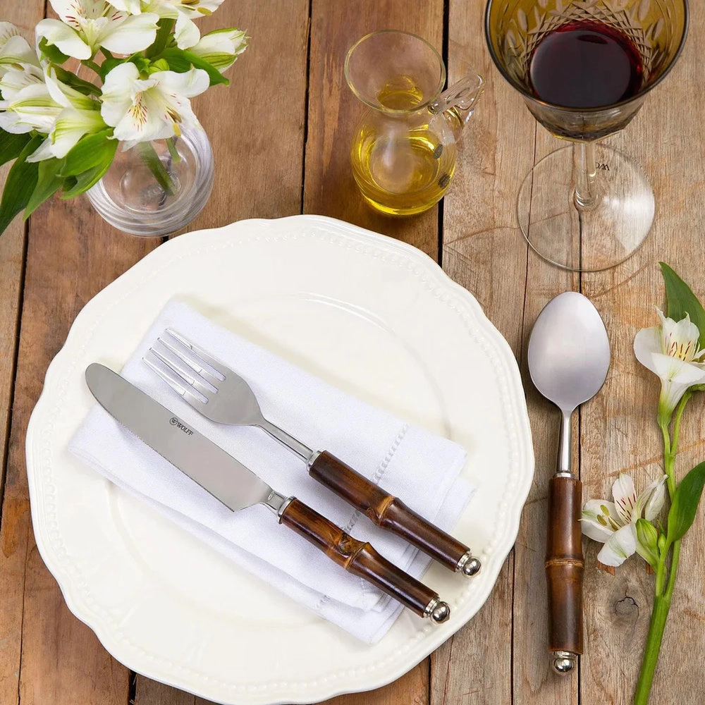 Jogo de Talheres de Mesa Wolff Bamboo Escuro - 6 Pecas Jogo de Talheres de Mesa Wolff Bamboo Escuro - 6 Pecas