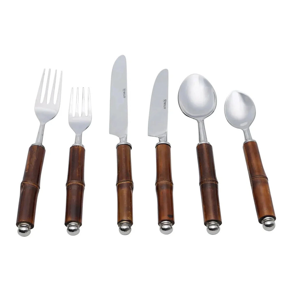Jogo de Talheres de Mesa Wolff Bamboo Escuro - 6 Pecas