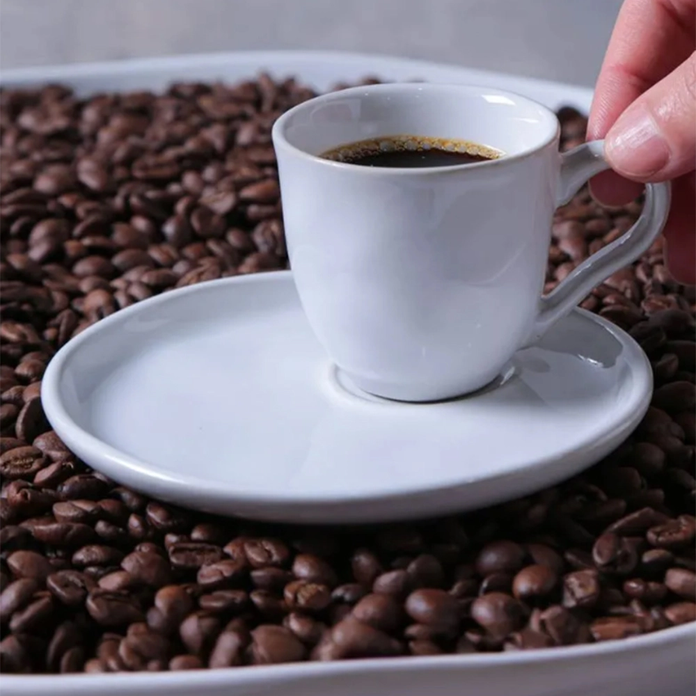 Jogo de Xícaras Para Café Com Pires Descentralizado Porto Brasil Bio New White 70 Ml - 6 Peças