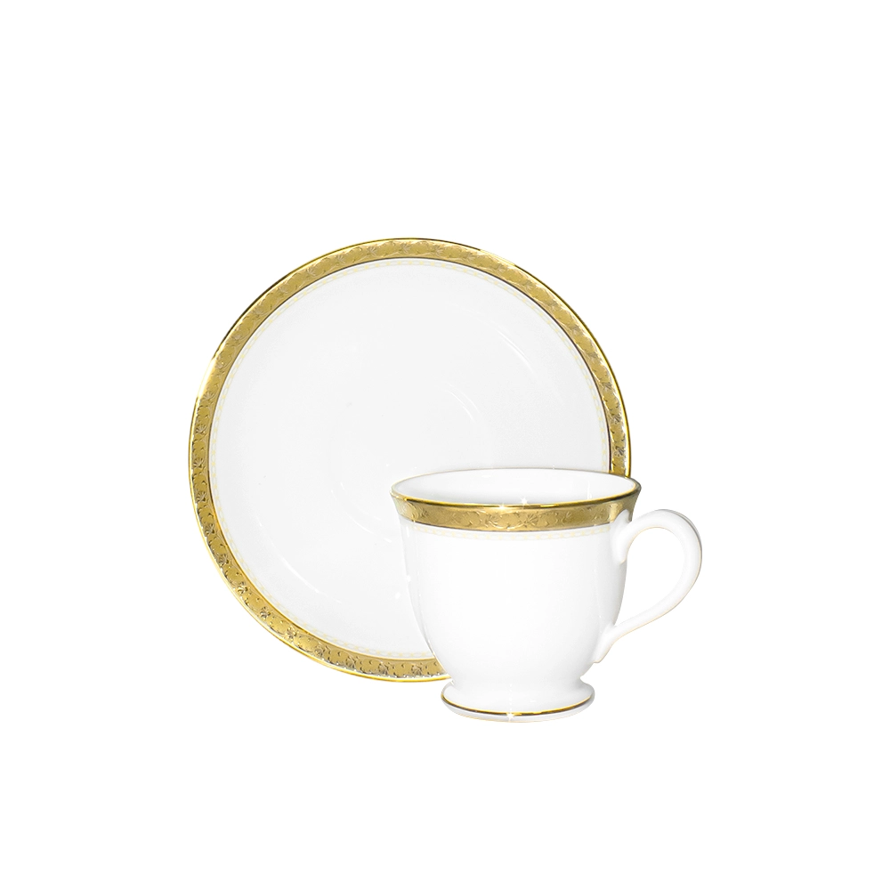 Jogo de Xícaras Para Café Com Pires Noritake Charlotta Gold - 6 Peças