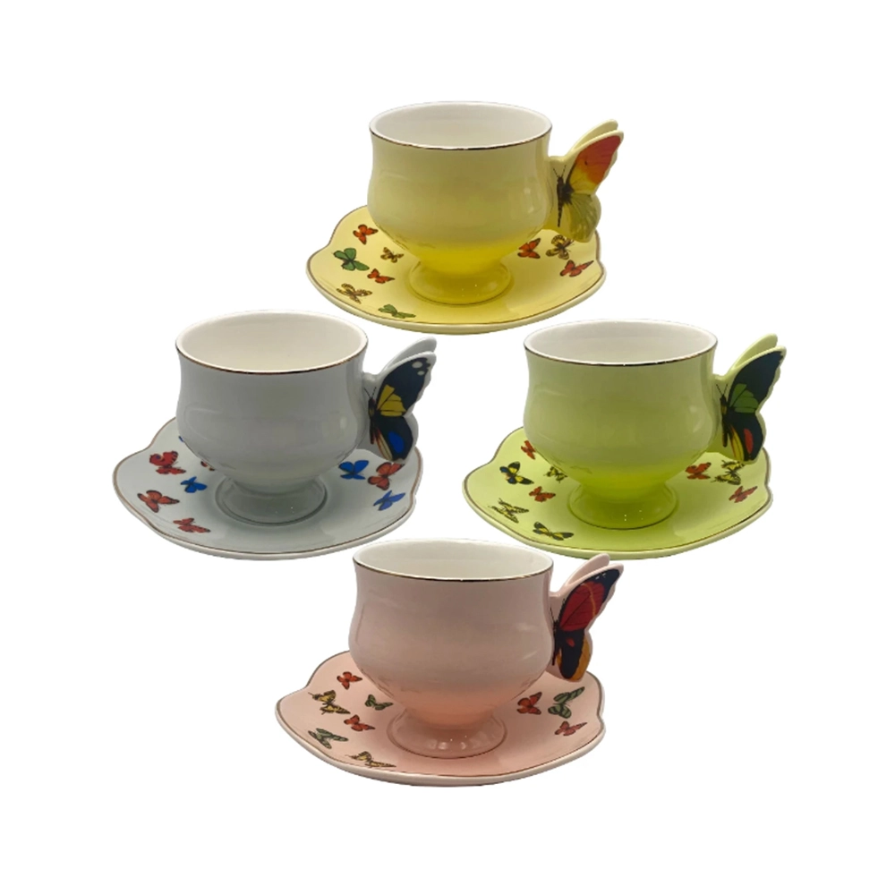 Jogo de Xícaras Para Chá Com Pires L'hermitage Papillon 200 Ml - 4 Peças Jogo de Xícaras Para Chá Com Pires L'hermitage Papillon 200 Ml - 4 Peças