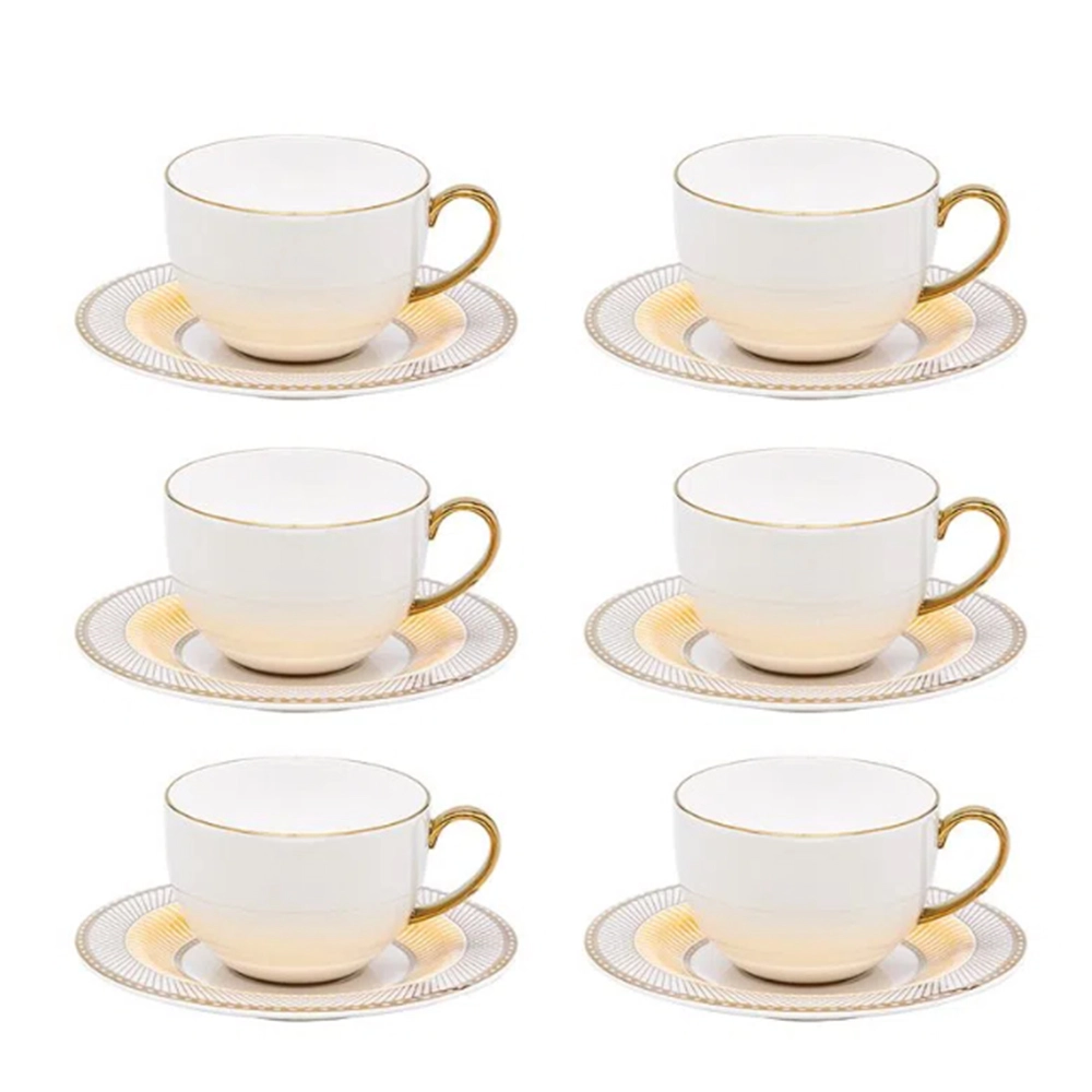 Jogo de Xícaras Para Chá Com Pires Strauss Gold Star 270 Ml - 6 Peças Jogo de Xícaras Para Chá Com Pires Strauss Gold Star 270 Ml - 6 Peças
