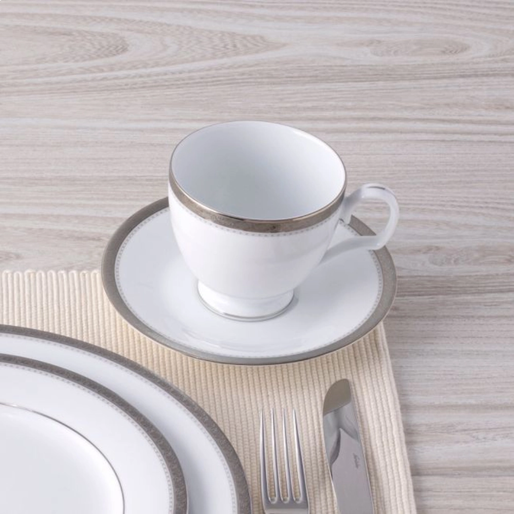 Jogo de Xicaras P/ Cafe Com Pires Noritake Charlotta Platinum Jogo de Xicaras P/ Cafe Com Pires Noritake Charlotta Platinum